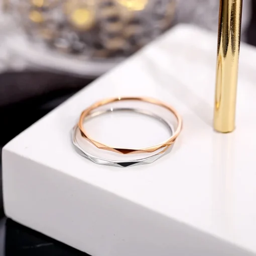 ZN 1MM Elegant Thin Ring For Women Men V-Shaped Pattern Titanium Stainless Steel Rings Minimalist Round Unisex Finger Ring - Image 4