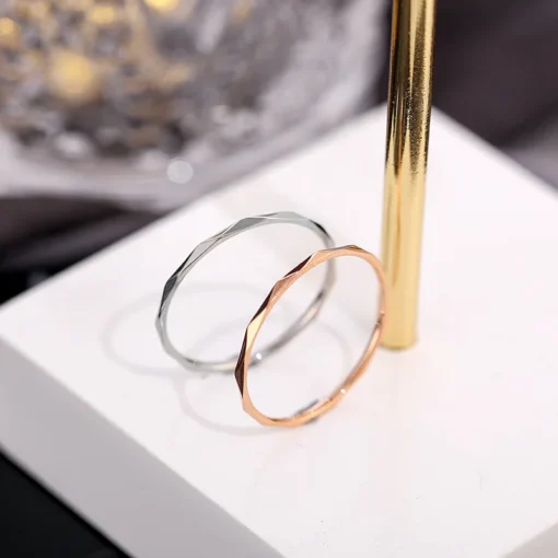 ZN 1MM Elegant Thin Ring For Women Men V-Shaped Pattern Titanium Stainless Steel Rings Minimalist Round Unisex Finger Ring - Image 3