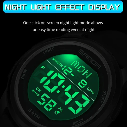 Sanda 6182 Youth Sports Watch Calorie Step Counting Waterproof Electronic Watch Multi functional Night Glow Electronic Watch - Image 4