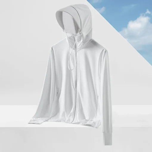 Summer Men's UPF 50+ Sun Protection Light Weight Hoody Long Sleeve Full Zip Sun Hoodie - Image 8