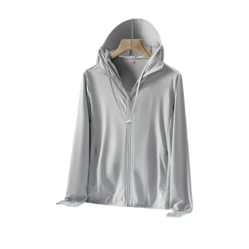 Summer Men's UPF 50+ Sun Protection Light Weight Hoody Long Sleeve Full Zip Sun Hoodie - Image 3