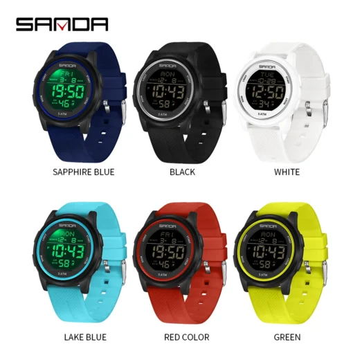 Sanda 6182 Youth Sports Watch Calorie Step Counting Waterproof Electronic Watch Multi functional Night Glow Electronic Watch - Image 5