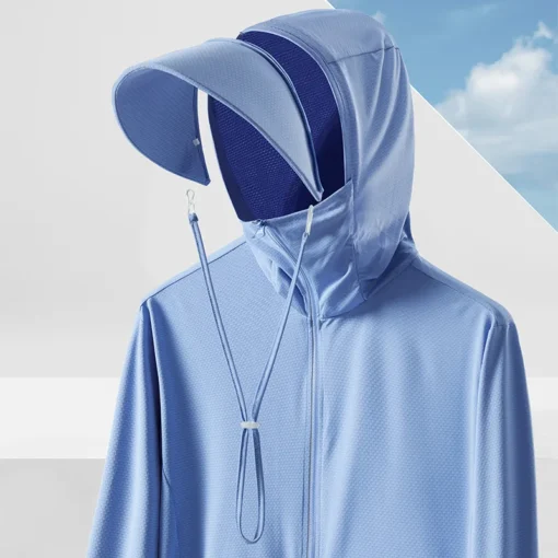 Summer Men's UPF 50+ Sun Protection Light Weight Hoody Long Sleeve Full Zip Sun Hoodie