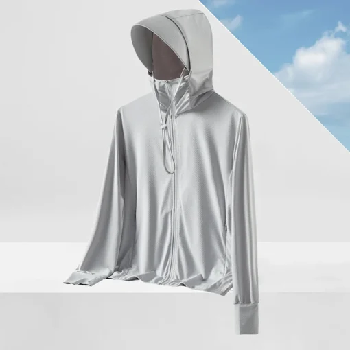 Summer Men's UPF 50+ Sun Protection Light Weight Hoody Long Sleeve Full Zip Sun Hoodie - Image 11