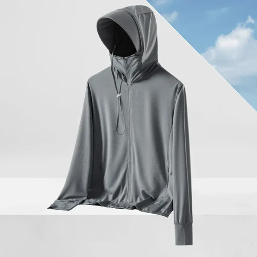 Summer Men's UPF 50+ Sun Protection Light Weight Hoody Long Sleeve Full Zip Sun Hoodie - Image 10