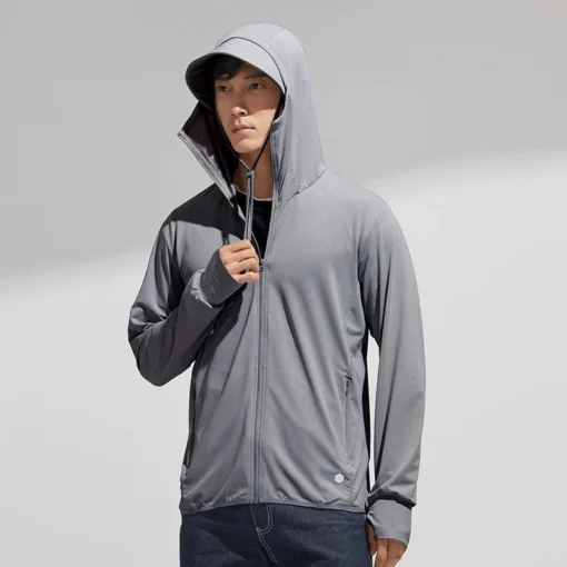 Summer Men's UPF 50+ Sun Protection Light Weight Hoody Long Sleeve Full Zip Sun Hoodie - Image 2