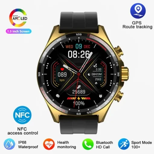 New GPS Smart Watch 400mAh Outdoor Compass Positioning Men's Watch NFC Access Control IP68 Waterproof Fitness Health Smartwatch - Image 14