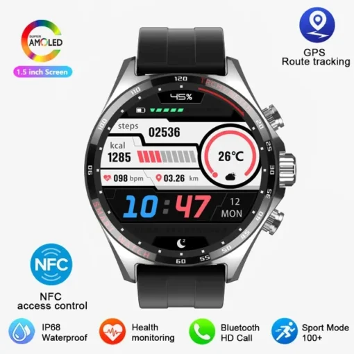 New GPS Smart Watch 400mAh Outdoor Compass Positioning Men's Watch NFC Access Control IP68 Waterproof Fitness Health Smartwatch - Image 13